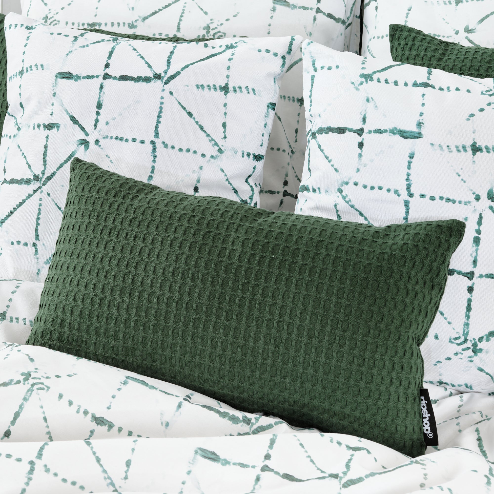 Waffle cushion cover 100% cotton Bottle Green 30x50 cm